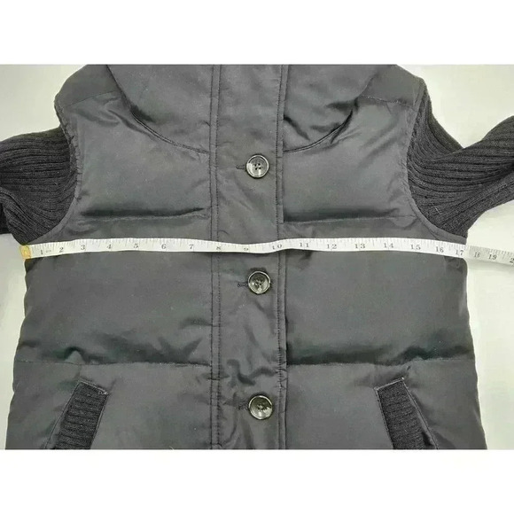 Gap '09 Women's Size XS Black Puffer Jacket with Ribbed Knit Sleeves - Picture 11 of 12